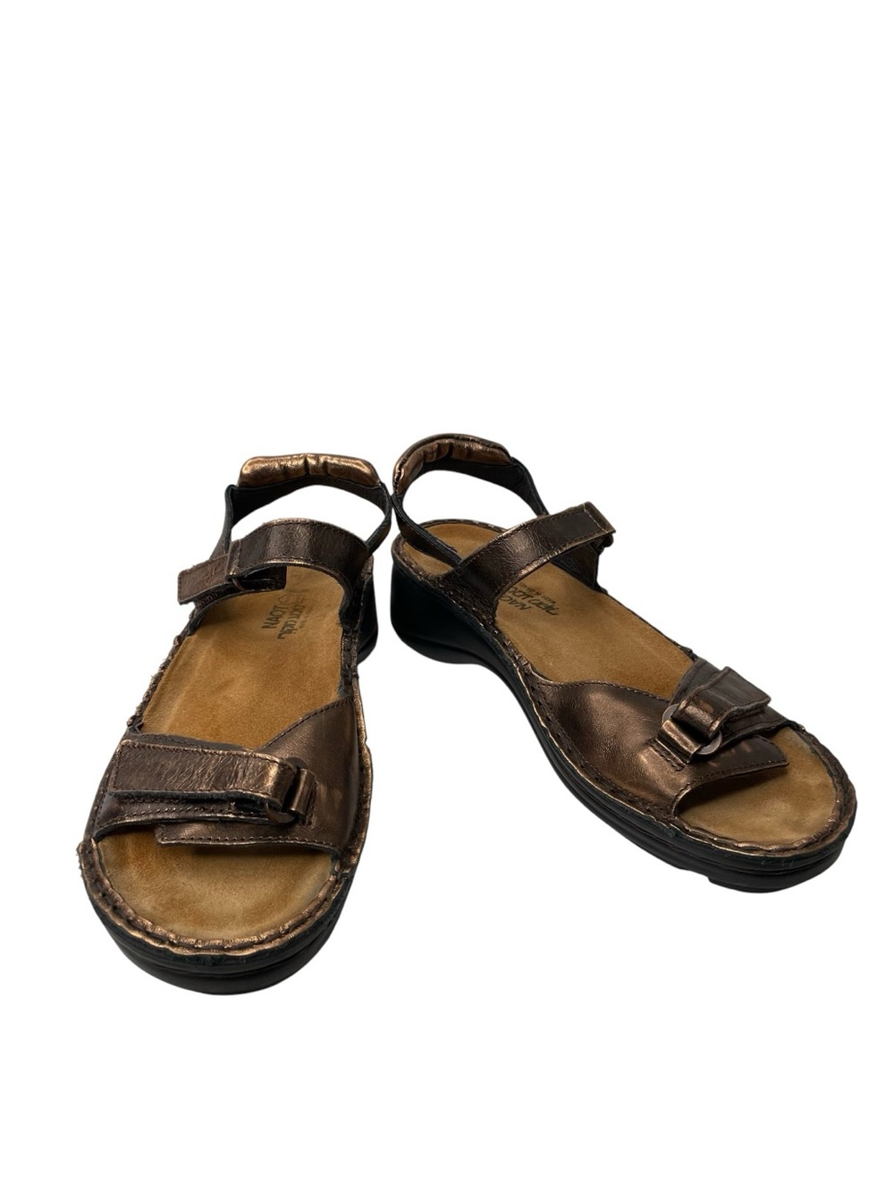 Naot Papaya Women’s Size 6 EUR 37 Narrow Bronze Metal Leather Strappy Sandals